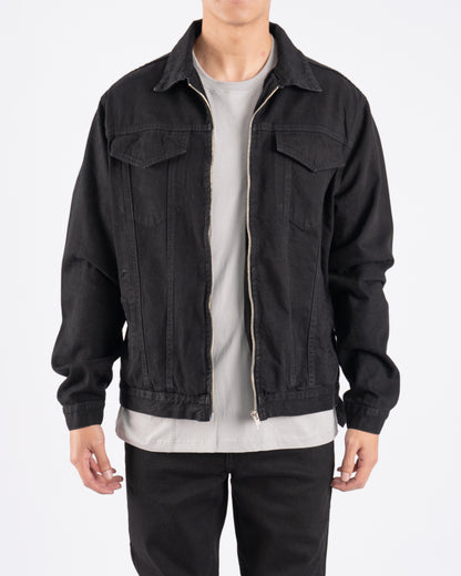 FJ Zipped Denim Jacket Black