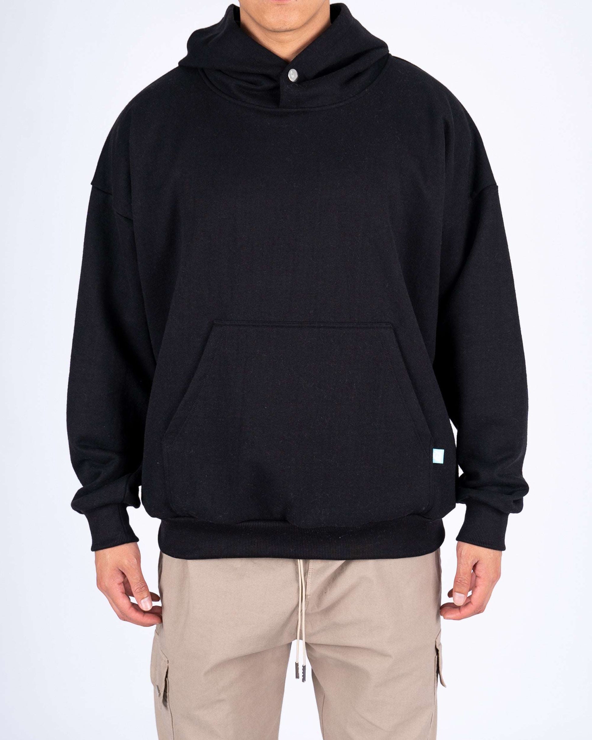 Blank Popper Hoodie Negro